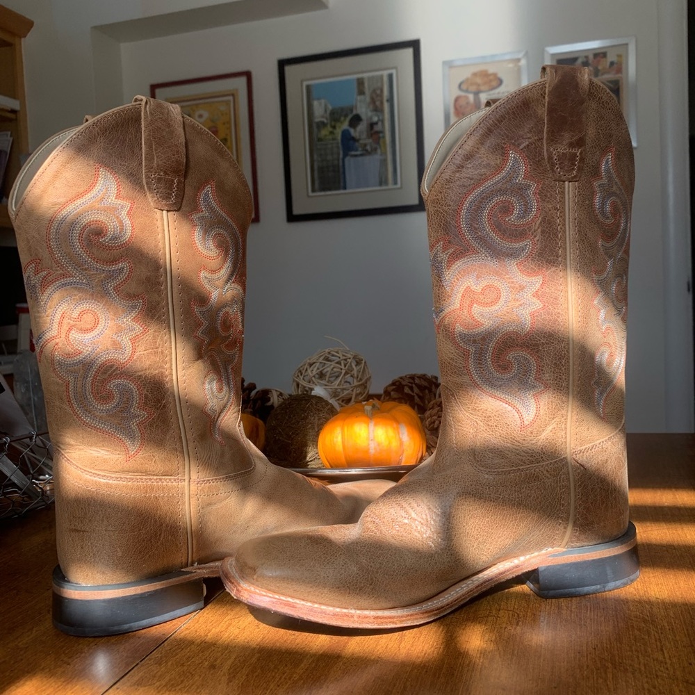 Real leather cowboy boots
